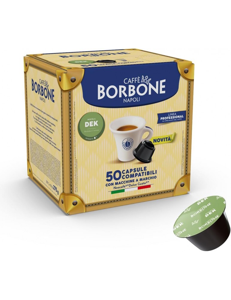 Miscela Dek Verde Decaffeinato Caffè Borbone - 50 Capsule Compatibili Dolce Gusto